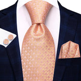 orange geometric pattern necktie set