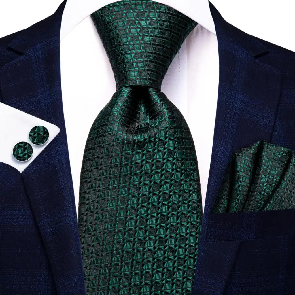 black green geometric pattern necktie set