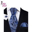 Navy Blue Hanky Cufflinks Silk Tie Set Sassy Chick Logo