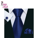 Navy Blue High Quality Silk Men Necktie Sassy Chick Logo