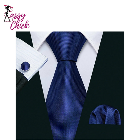 Navy Blue High Quality Silk Men Necktie Sassy Chick Logo