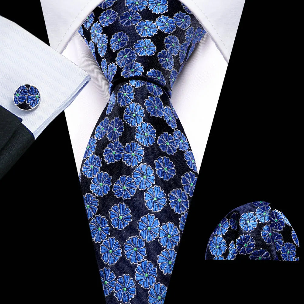 flower print navy blue ties 