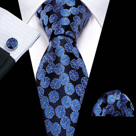 flower print navy blue ties 