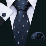 Penguin print navy blue ties 