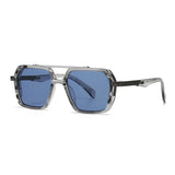 Blue New Aviator Retro Double Bridge Square Sunglasses
