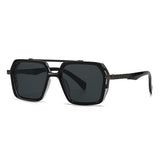 Black New Aviator Retro Double Bridge Square Sunglasses