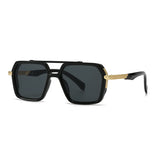Black New Aviator Retro Double Bridge Square Sunglasses