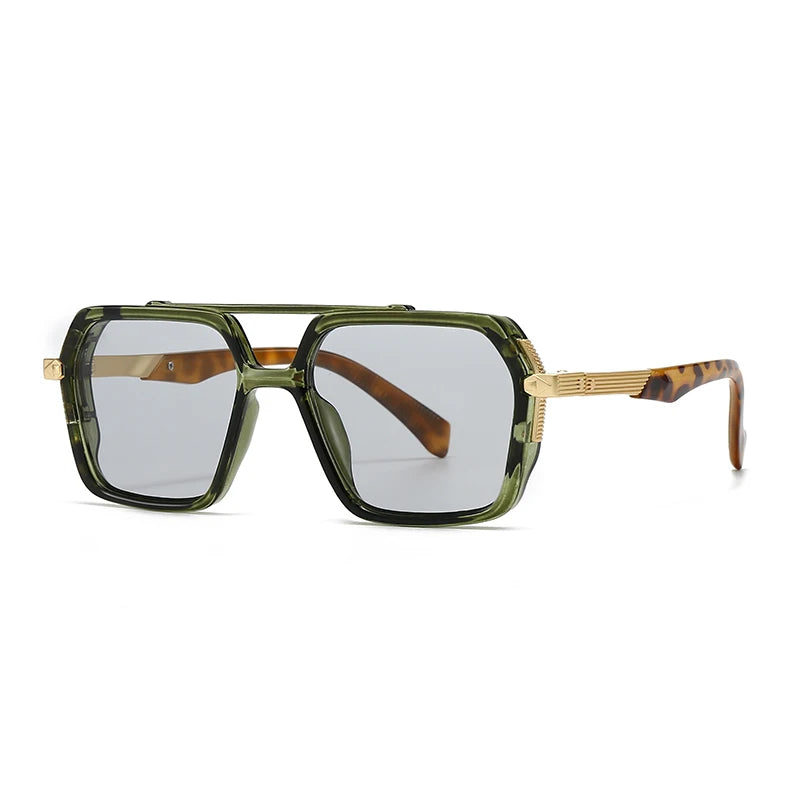 New Aviator Retro Double Bridge Square Sunglasses