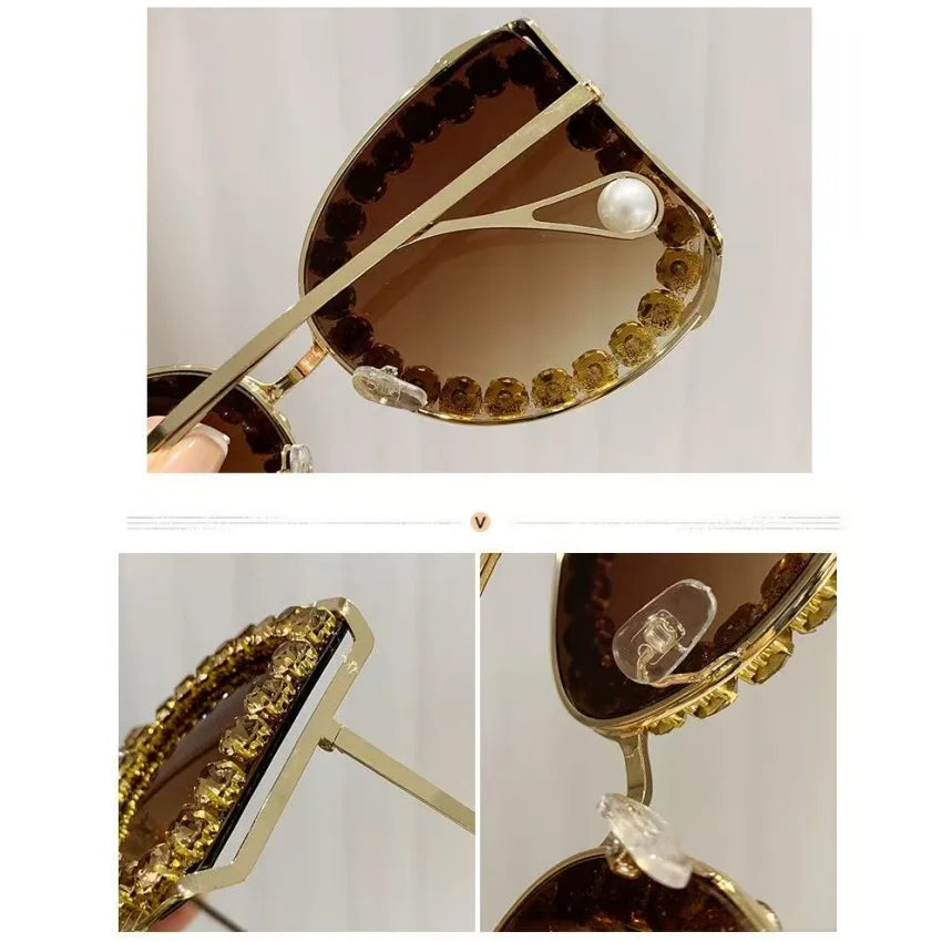Sides of New Butterfly-Shaped Oversized  Women's Sunglasses