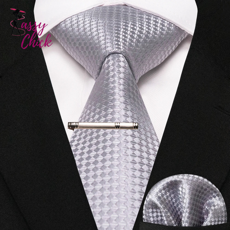 New Classic Silk 8cm Plaid Dot Striped Men's Ties Sassy Chick Logo