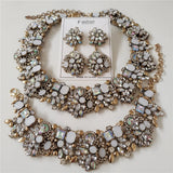 New Crystal Rhinestone Bridal Statement Jewelry Sets White 