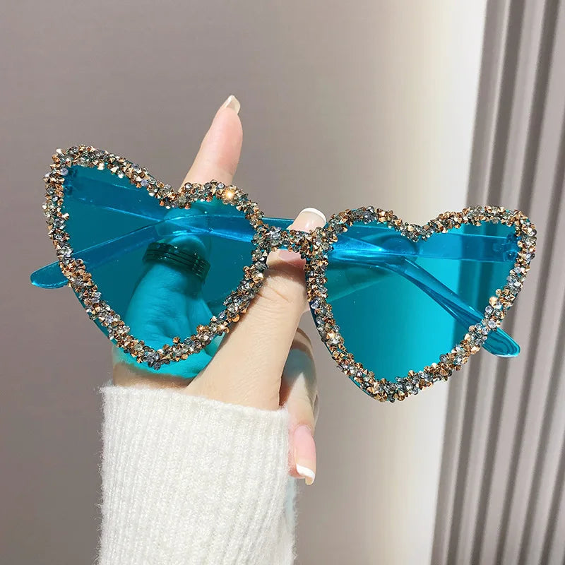 Blue New Cute Cat Eye Heart-shaped Sunglasses