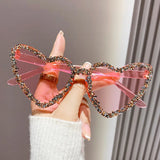 Pink New Cute Cat Eye Heart-shaped Sunglasses