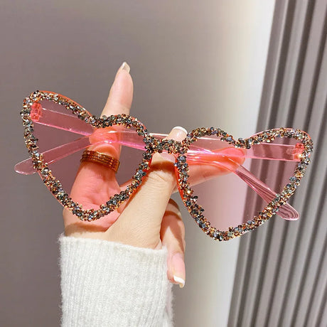 Pink New Cute Cat Eye Heart-shaped Sunglasses