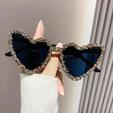 Black New Cute Cat Eye Heart-shaped Sunglasses