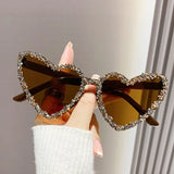 Brown New Cute Cat Eye Heart-shaped Sunglasses