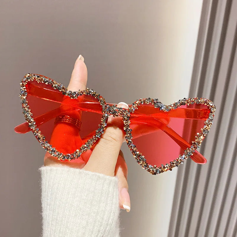 Red New Cute Cat Eye Heart-shaped Sunglasses