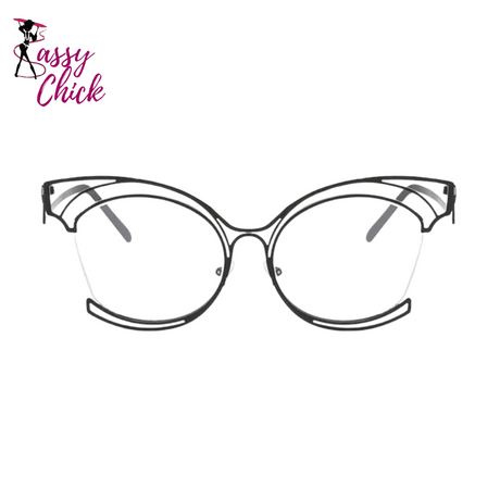 New Half-Frame Hollow Out Optical Eyewear Sassy Chick Logo