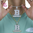 New Iced Out Bling BE YOURSELF Pendant Necklace Hip Hop Jewelry Sassy Chick Logo