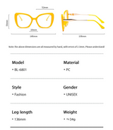 Size of New Minimalist Anti Blue Light Flat Decorative Sunglasses