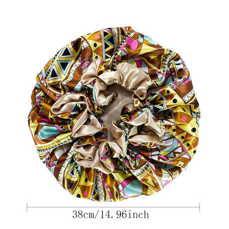 size of New Satin Lined Bonnet Sleep Cap Bonnet