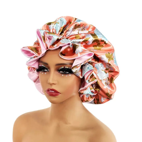 Pink New Satin Lined Bonnet Sleep Cap Bonnet