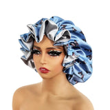 Blue New Satin Lined Bonnet Sleep Cap Bonnet