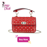  new sheepskin leather chain rivet handbag sassy chick logo