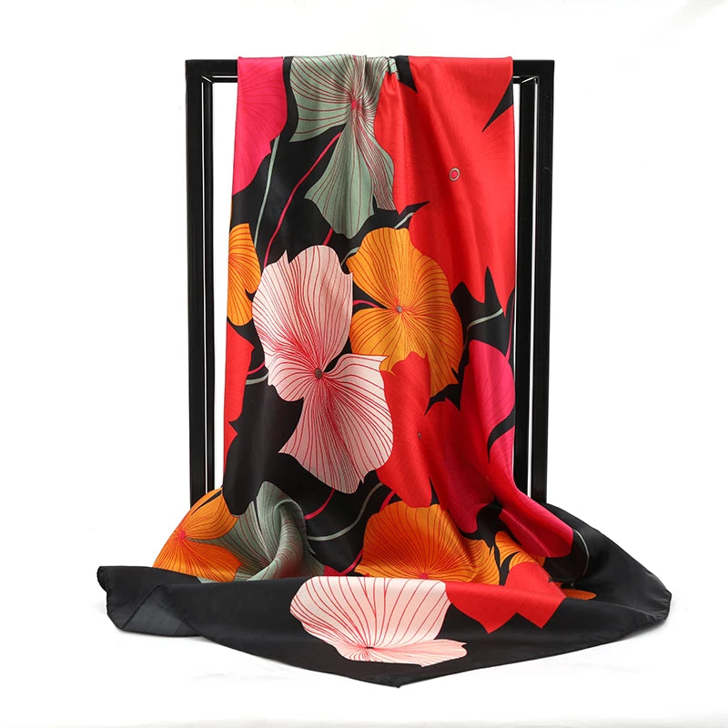 Floral New Summer Silk Square Lady Hair Scarf Bandana Scarf
