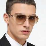 Model Using New Vintage Oval Aviator Sunglasses