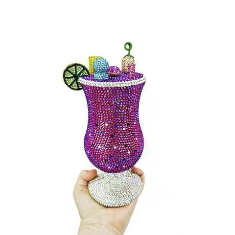 Purple Newest Crystal Wine Glass Full Diamond Handbag
