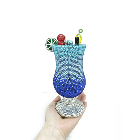 Blue Newest Crystal Wine Glass Full Diamond Handbag