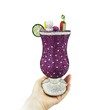 Purple Newest Crystal Wine Glass Full Diamond Handbag
