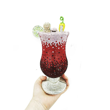 Red Newest Crystal Wine Glass Full Diamond Handbag