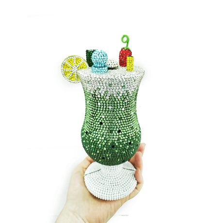 Green Newest Crystal Wine Glass Full Diamond Handbag