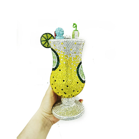 Yellow Newest Crystal Wine Glass Full Diamond Handbag