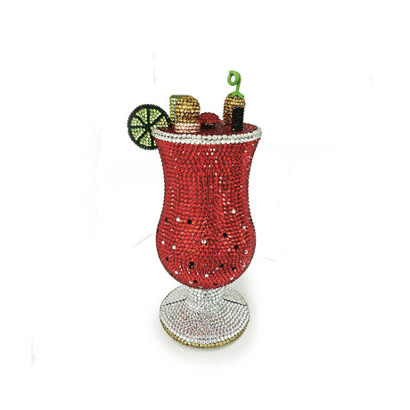 Red Newest Crystal Wine Glass Full Diamond Handbag