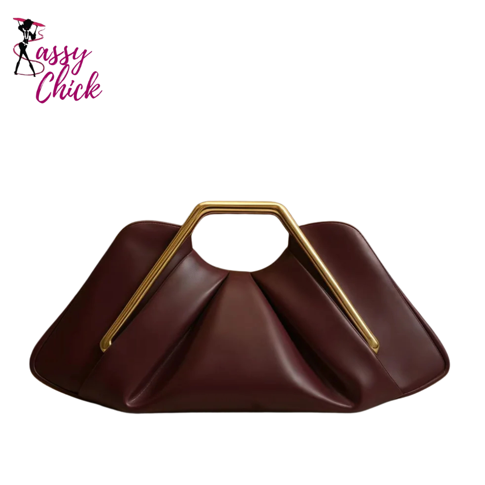 Niche Cloud Leather Evening Pleated Handbag Sassy Chick Logo