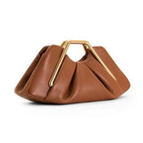 Brown Niche Cloud Leather Evening Pleated Handbag