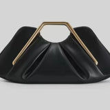Black Niche Cloud Leather Evening Pleated Handbag