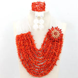 Orange Nigerian Coral Beads Jewelry Sets