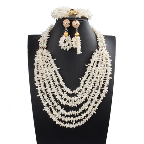 White Nigerian Coral Beads Jewelry Sets