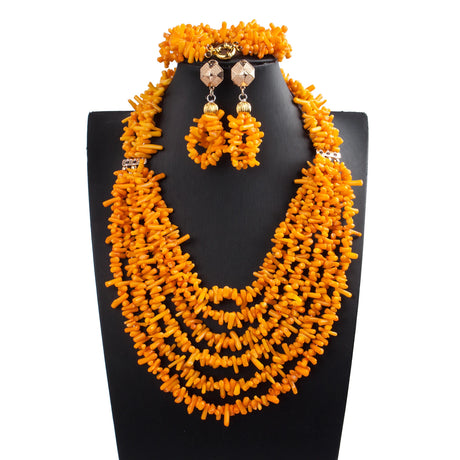 Yellow Nigerian Coral Beads Jewelry Sets
