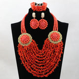 Orange Nigerian Coral Beads Jewelry Sets