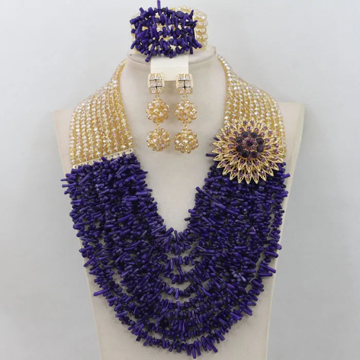 Blue Nigerian Coral Beads Jewelry Sets