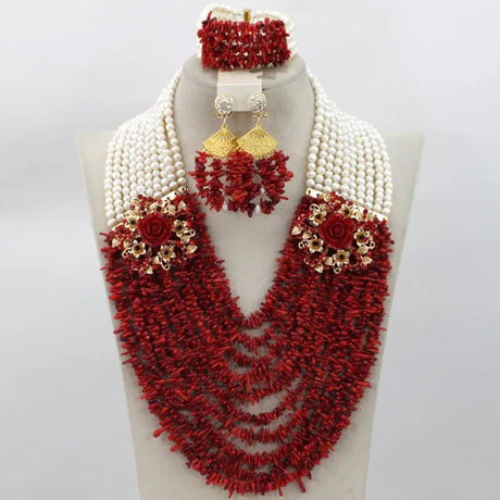 Red Nigerian Coral Beads Jewelry Sets