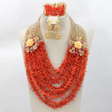 Orange Nigerian Coral Beads Jewelry Sets