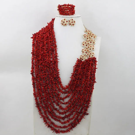 Red Nigerian Coral Beads Jewelry Sets