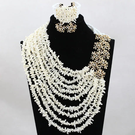 White Nigerian Coral Beads Jewelry Sets