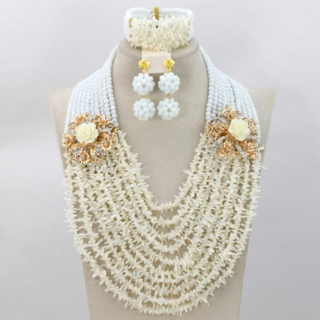 White Nigerian Coral Beads Jewelry Sets